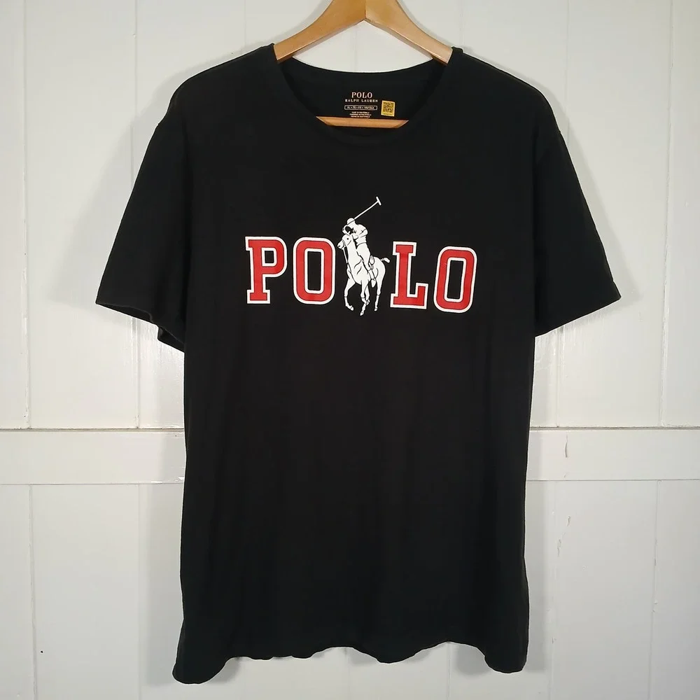 Polo Ralph Lauren T-Shirt Mens XL Black Big Pony Graphic Logo Tee